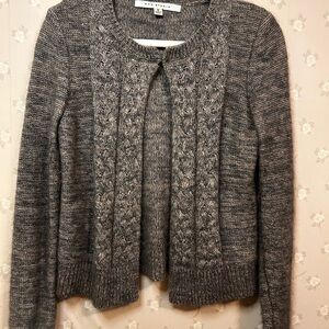 Max Studio Gray-Green Cable Knit Cardigan